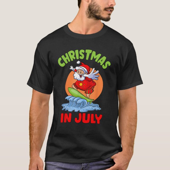Weihnachten im Juli Santa Surfing Kinder Kleinkind T-Shirt (Vorderseite)
