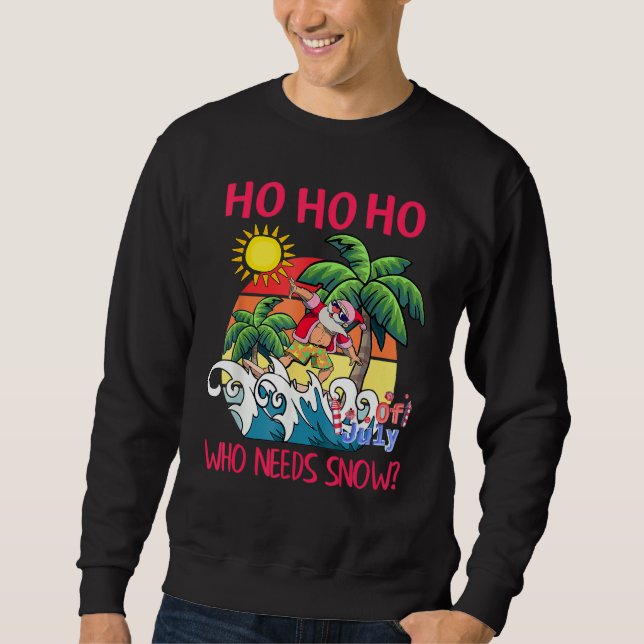 Weihnachten im Juli Santa Surfing Sommer Beach Vac Sweatshirt (Vorderseite)