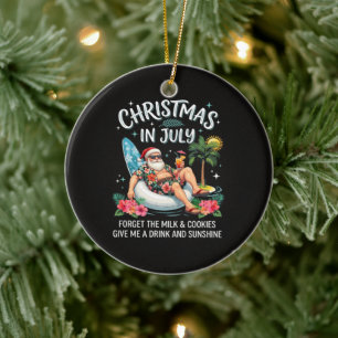 Weihnachten im Juli Santa Urlaubsgetränk Keramik Ornament