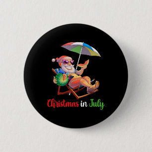 Weihnachten im Juli Santa Wassermelone Tropisch Ha Button