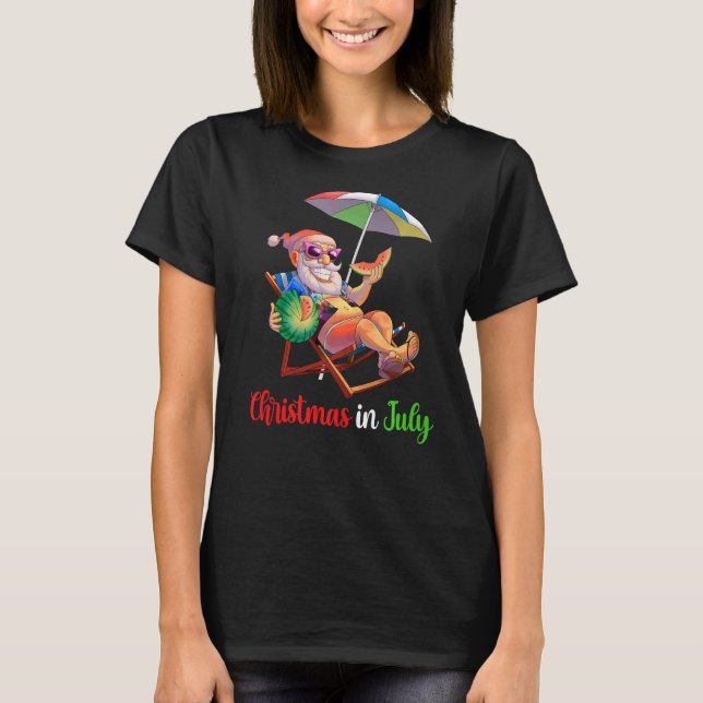 Weihnachten im Juli Santa Watermelon Tropical Hawa T-Shirt (Vorderseite)