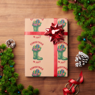 Weihnachten im Juli, Santas Stiefel der guten Laun Geschenkpapier