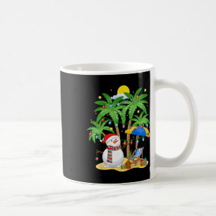 Weihnachten im Juli Schneemann auf Palmenbaum Trop Kaffeetasse