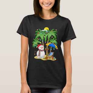 Weihnachten im Juli Schneemann auf Palmenbaum Trop T-Shirt