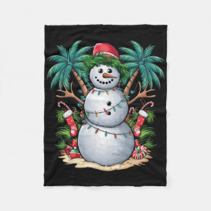 Weihnachten im Juli Schneemann Sommer Palme Tropis Fleecedecke
