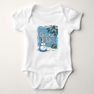 Weihnachten im Juli Schneemann- und Palmenbaum-Des Baby Strampler