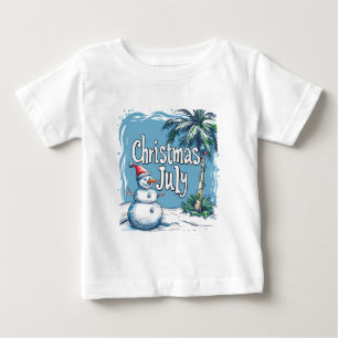 Weihnachten im Juli Schneemann- und Palmenbaum-Des Baby T-shirt