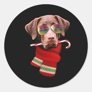 Weihnachten im Juli-Shirt Labrador Sungles Hundeli Runder Aufkleber