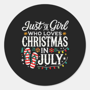 Weihnachten im Juli-Shirt Mädchen Lustiger Sommer Runder Aufkleber
