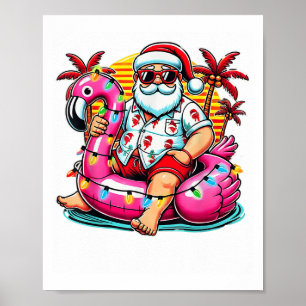 Weihnachten im Juli Shirt Santa Flamingo Float Som Poster