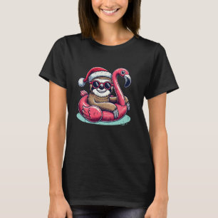 Weihnachten im Juli Sloth Santa Flamingo Float T-Shirt