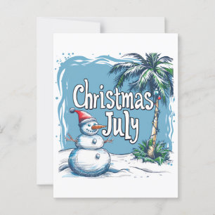 Weihnachten im Juli Snowman & Palm Tree Design Postkarte