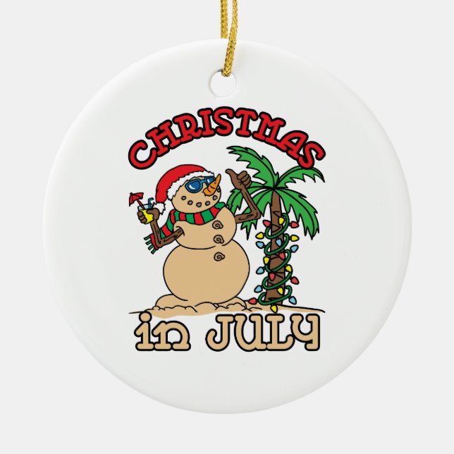 Weihnachten im Juli Snowman Sand Beach Keramik Ornament (Vorne)