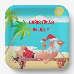 Weihnachten im Juli Sommer Beach Party  Pappteller