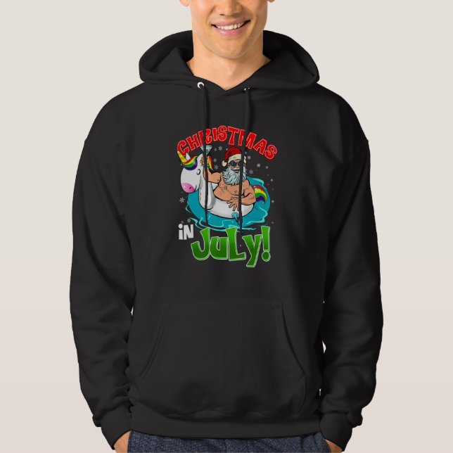 Weihnachten im Juli Sommer Einhorn Float Xmas Hoodie (Vorderseite)