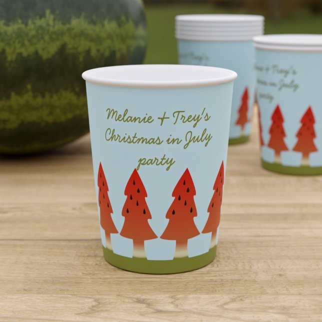 Weihnachten im Juli Sommer GRILLEN Party Paper Cup Pappbecher (🍉Watermelon tree paper cup perfect for your Christmas in July party (or the one in December) 🍉)