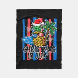 Weihnachten im Juli Sommer-Santa-Hut-Flagge Amerik Fleecedecke