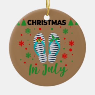 Weihnachten im Juli Sommer Strandurlaub Flip Keramik Ornament