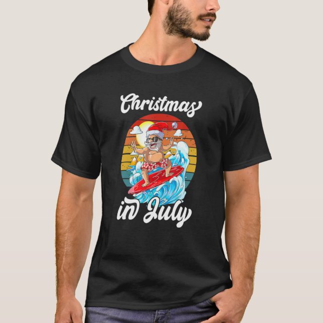 Weihnachten im Juli Sommer Weihnachtsmann surfen H T-Shirt (Vorderseite)