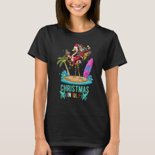 Weihnachten im Juli Sommercocktails Flamingo Santa T-Shirt