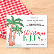 Weihnachten im Juli Sommerferien-Party Einladung