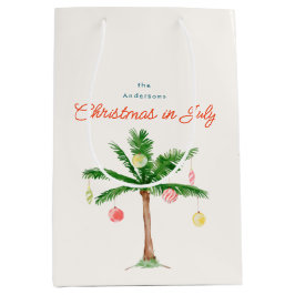 Weihnachten im Juli Sommerpalmenbaum mit Ornamente Mittlere Geschenktüte