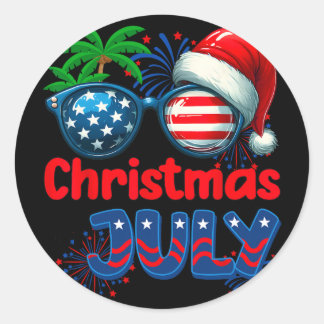 Weihnachten im Juli Sommerstrand Hawaii Santa Usa  Runder Aufkleber