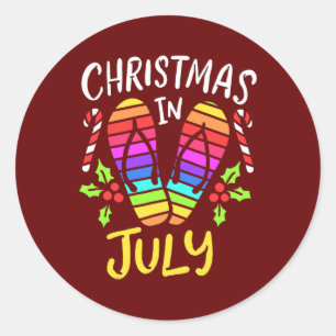 Weihnachten im Juli Sommerurlaub Runder Aufkleber