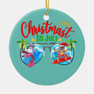 Weihnachten im Juli Sonnenbrille Santa Surfer Somm Keramik Ornament