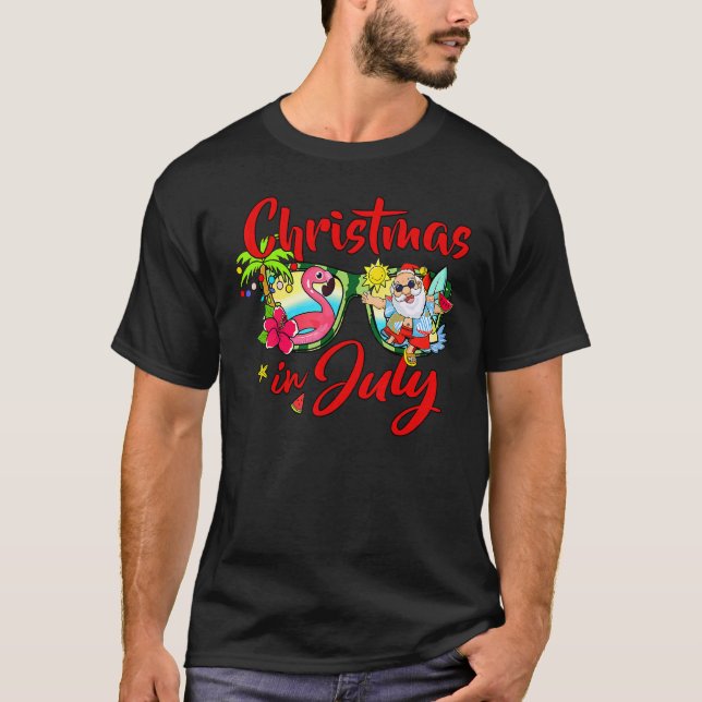 Weihnachten im Juli Sonnenbrille Santa Watermelon  T-Shirt (Vorderseite)