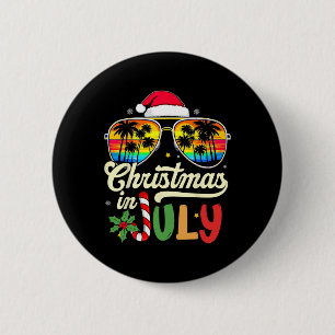 Weihnachten im Juli Sonnenstrand Tropische Sommerl Button