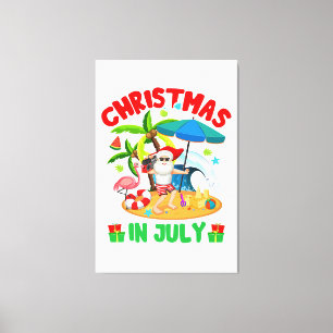 Weihnachten im Juli Sonnige Weihnachtsmannmütze So Leinwanddruck