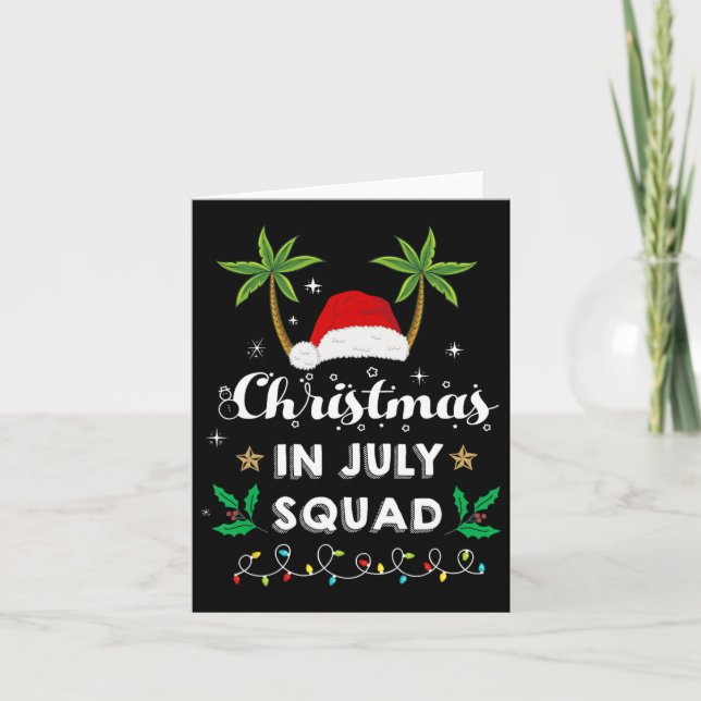 Weihnachten im Juli Squad Funny Summer Xmas Santa  Karte (Vorderseite)