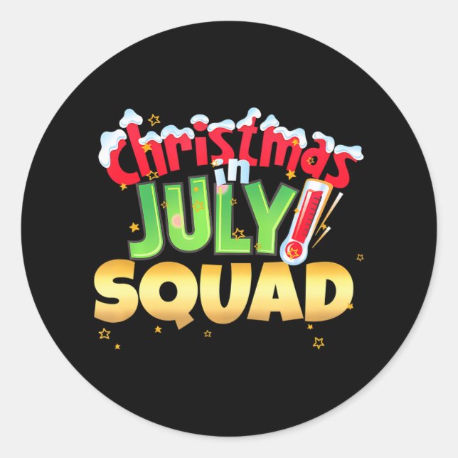 Weihnachten im Juli Squad Summer Group Santa Runder Aufkleber (Vorderseite)