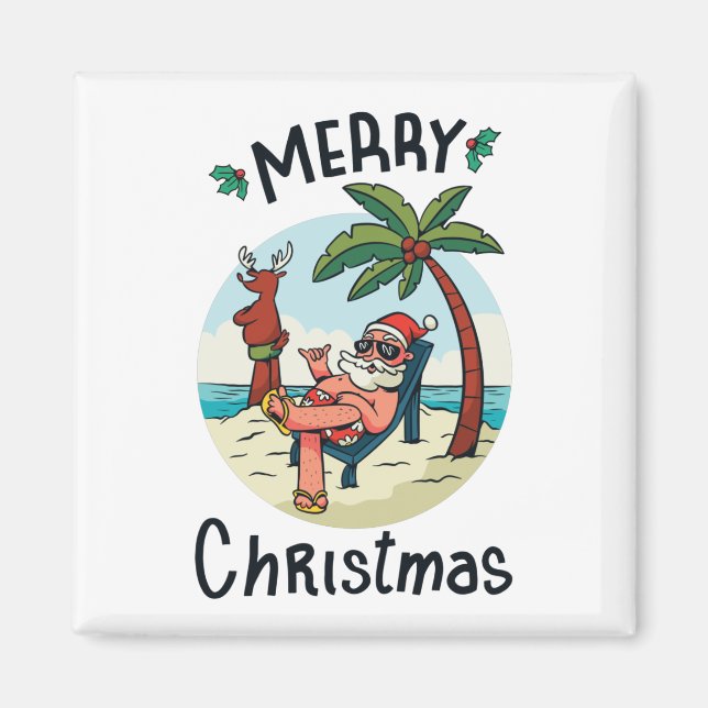 Weihnachten im Juli Square Sticker Postkarte Magnet (Vorne)