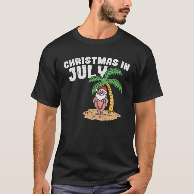 Weihnachten im Juli Strand Santa Funny Sommerurlau T-Shirt (Vorderseite)