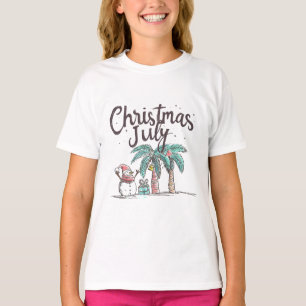 Weihnachten im Juli Strand Schneemann Palme Sommer T-Shirt