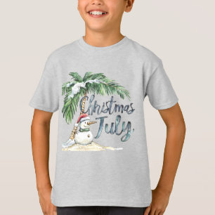 Weihnachten im Juli Strand Schneemann & Palme T-Shirt