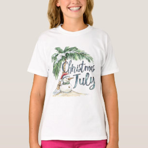 Weihnachten im Juli Strand Schneemann & Palme T-Shirt
