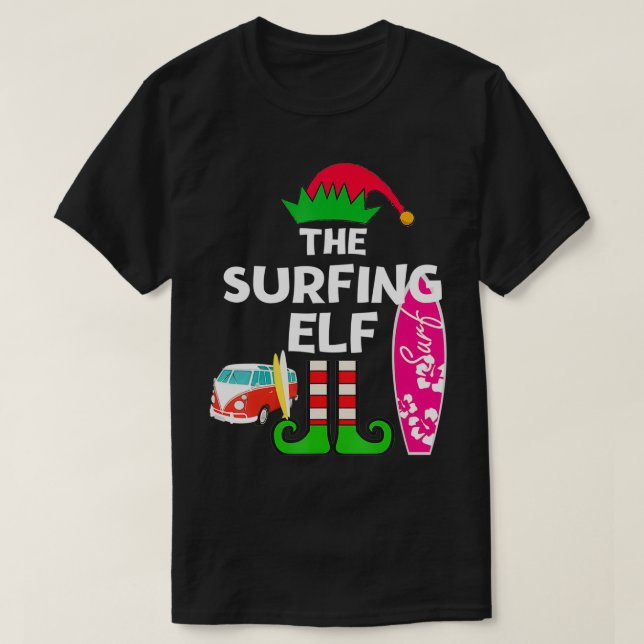 Weihnachten im Juli Surfen Elf Sommer Beach Vacati T-Shirt (Design vorne)