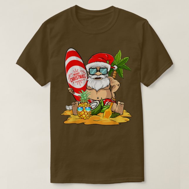 Weihnachten im Juli Surfen Funny Santa Summer Beac T-Shirt (Design vorne)