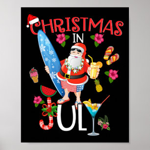 Weihnachten im Juli T-Shirt Lustiger Santa Sommer  Poster