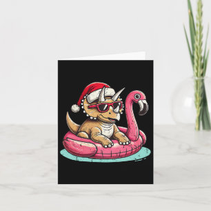 Weihnachten im Juli Triceratops Santa Flamingo Karte
