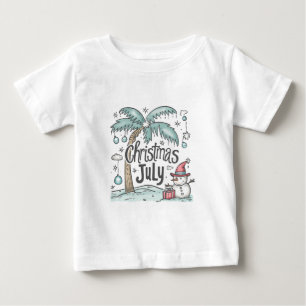 Weihnachten im Juli Tropischer Schneemann Palmbaum Baby T-shirt