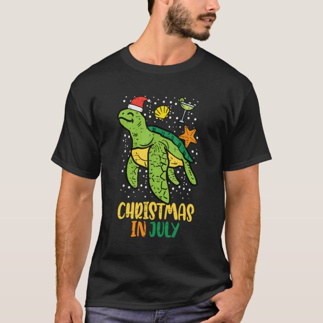 Weihnachten im Juli Turtle Summer Xmas Tortoise Wo T-Shirt (Vorderseite)