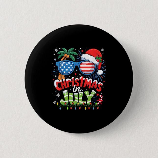 Weihnachten im Juli US-Flagge Summer Beach Hawaii  Button (Vorderseite)