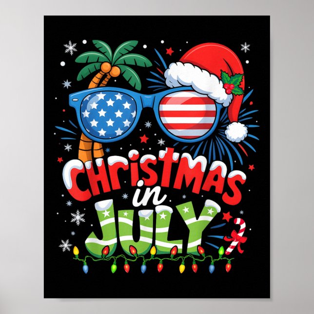 Weihnachten im Juli US-Flagge Summer Beach Hawaii  Poster (Vorne)
