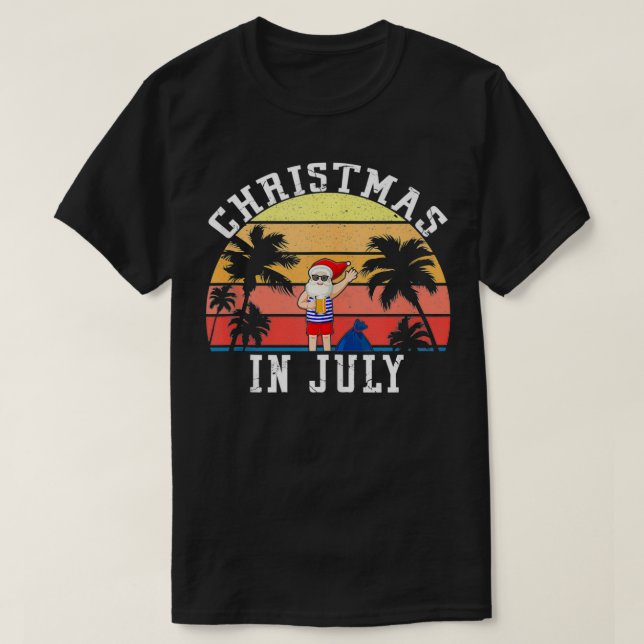 Weihnachten im Juli Vintager Weihnachtsstrand T-Shirt (Design vorne)