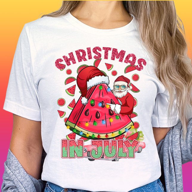 Weihnachten im Juli Wassermelon Santa Tropical-Som T-Shirt (Von Creator hochgeladen)