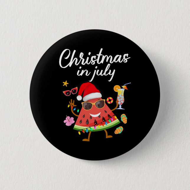 Weihnachten im Juli Wassermelone Xmas Baum Sommer  Button (Vorderseite)
